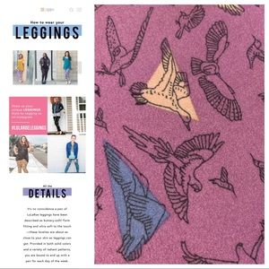 LULAROE Leggings Purple Birds One Size